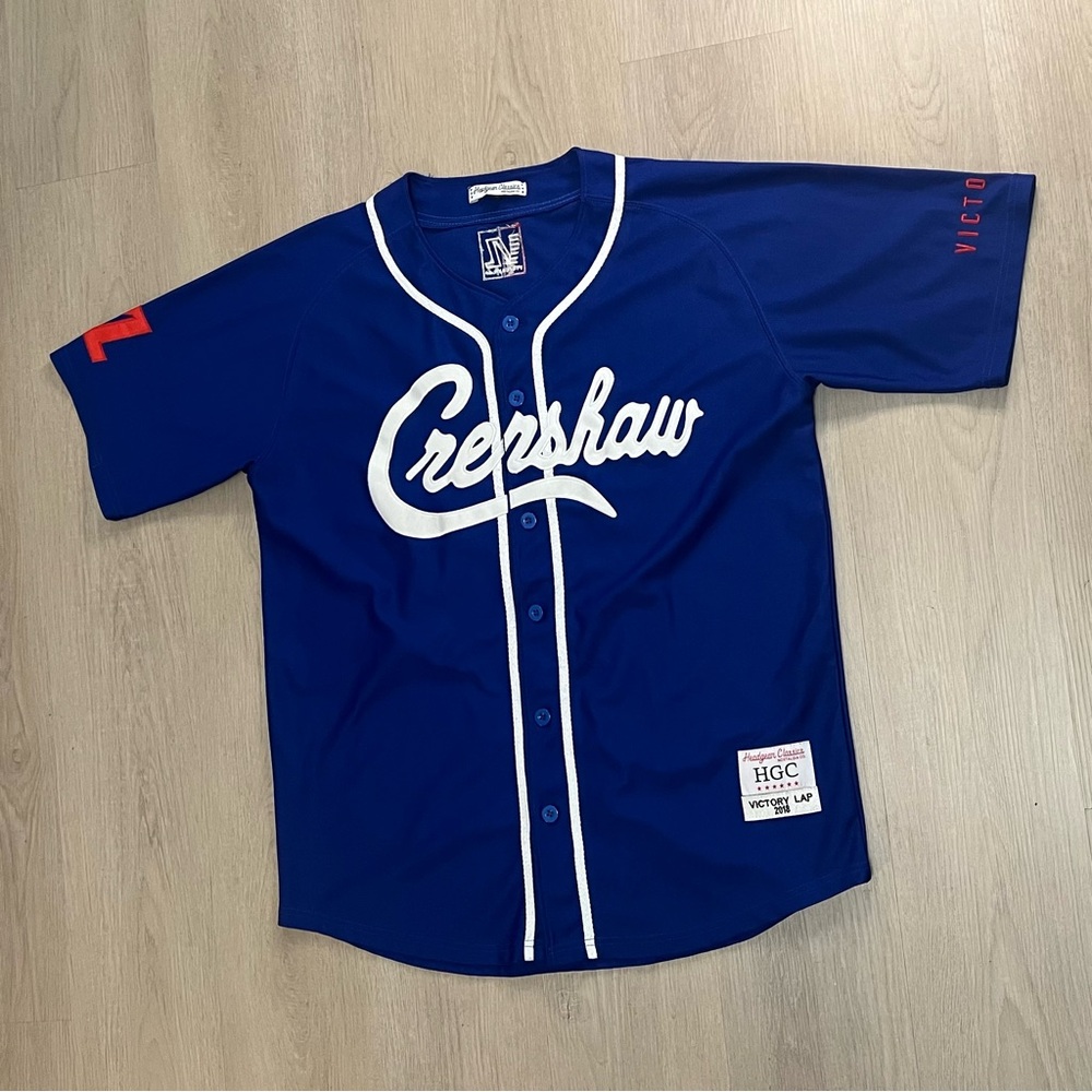 WORN Headgear Classics Nipsey Hussle Victory Lap Crenshaw Baseball Jersey Blue
